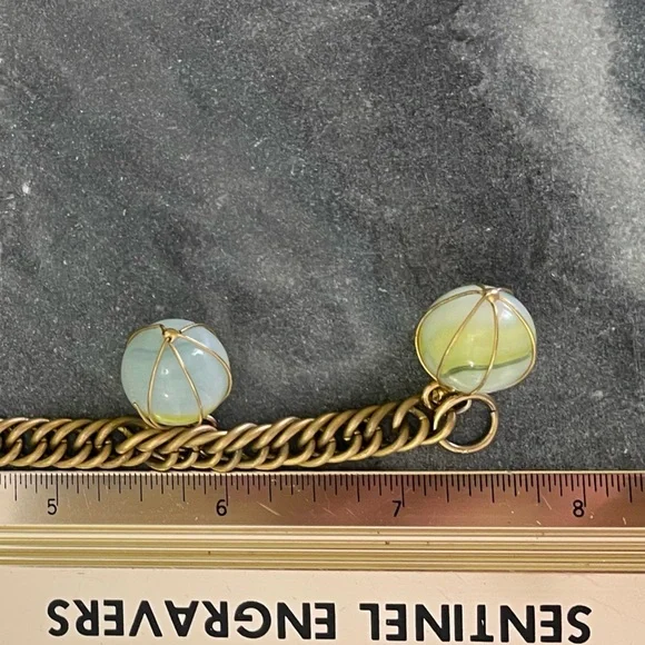 Vintage Marble Wire Wrapped Gold Charm Bracelet - Picture 11 of 11